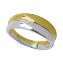 Wj xj[j fB[X O ANZT[ Polished Double Row Two-Tone Band in Sterling Silver & 18k Gold-Plate, Created for Macy's Two-Tone