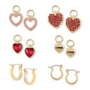 ゲス ピアス ゲス レディース ピアス＆イヤリング アクセサリー Gold-Tone 6-Pc. Set Crystal Interchangeable Heart Charm & Huggie Hoop Earrings Gold