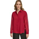 カルバンクライン レディース カットソー トップス Women's Chiffon Sleeve Button Down Blouse Cranberry