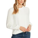 セセ レディース カットソー トップス Women's Long Sleeve Smocked Cuff Pin-Tuck Front Blouse Soft Ecru