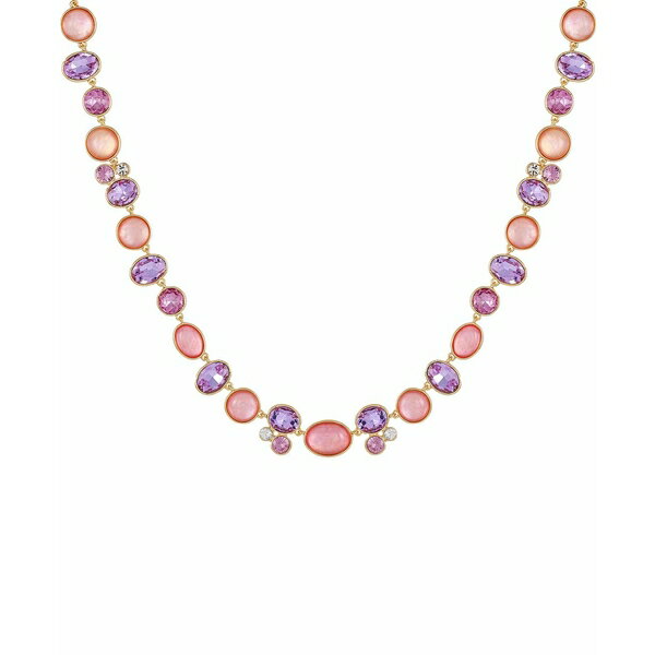 eB[E^n fB[X lbNXE`[J[Ey_ggbv ANZT[ Gold-Tone Pink and Lilac Violet Glass Stone Statement Necklace Gold