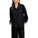 WFCGRNV fB[X Jbg\[ gbvX Women's Satin Jacquard Button-Front Shirt, Created for Macy's Deep Black