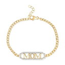 Wj xj[j fB[X uXbgEoOEANbg ANZT[ Cubic Zirconia Mom Curb Link Chain Bracelet in 18k Gold-Plated Sterling Silver, Created for Macy's Gold over silver