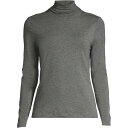 ランズエンド レディース カットソー トップス Women's Petite Lightweight Fitted Long Sleeve Turtleneck Top Charcoal heather