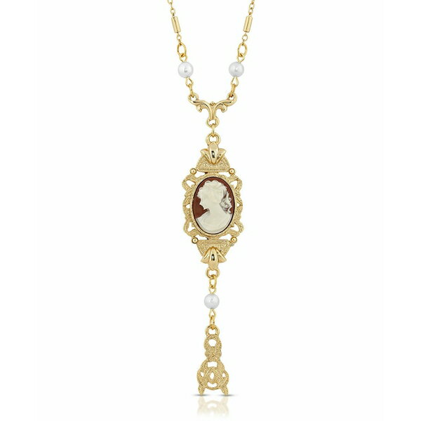 2028 fB[X lbNXE`[J[Ey_ggbv ANZT[ Carnelian Oval Cameo with Faux Imitation Pearls Necklace Red