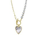 AhjA fB[X lbNXE`[J[Ey_ggbv ANZT[ Imitation Pearl and Chain Heart Toggle Necklace Yellow Gold-Tone, White