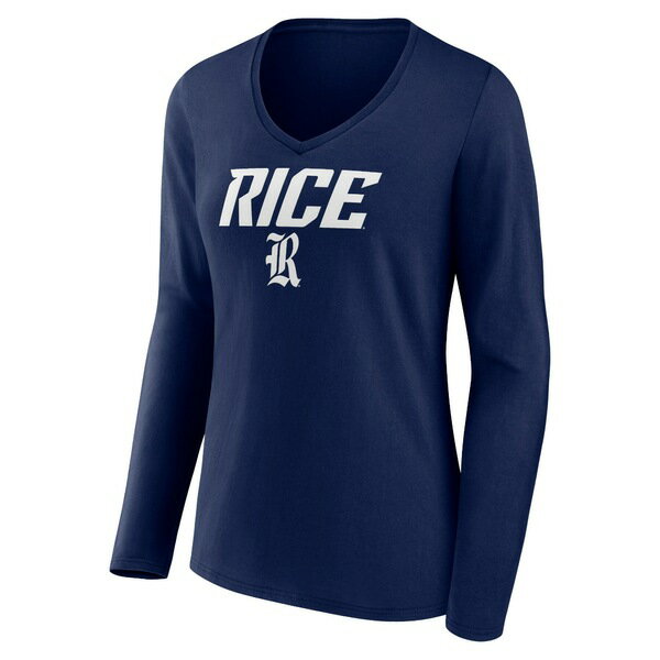 t@ieBNX fB[X TVc gbvX Rice Owls Fanatics Branded Women's Campus Long Sleeve VNeck TShirt Navy