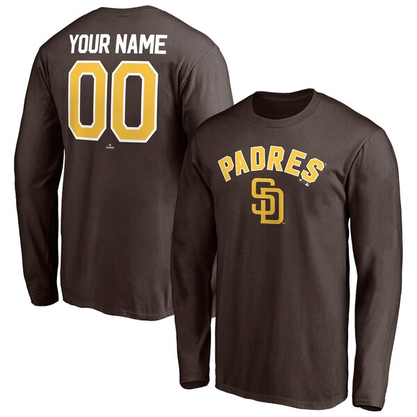 եʥƥ  T ȥåץ San Diego Padres Fanatics Branded Personalized Winning Streak Name &Number Long Sleeve TShirt Brown