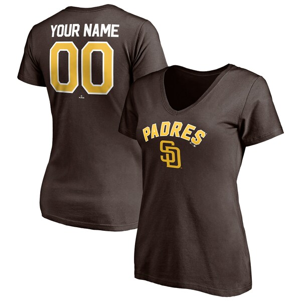 եʥƥ ǥ T ȥåץ San Diego Padres Fanatics Branded Women's Personalized Winning Streak Name &Number VNeck TShirt Brown