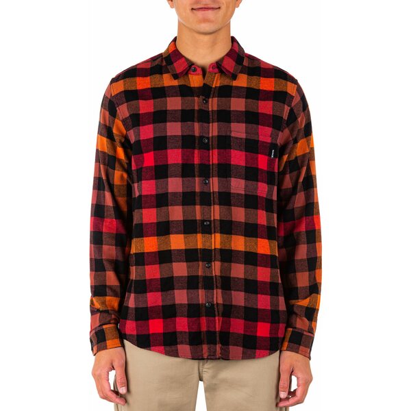 n[[ Y Vc gbvX Hurley Men's Portland Flannel Long Sleeve Shirt Campfire Orange