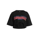 【送料無料】 ディースクエアード レディース カットソー トップス T-shirts Black
