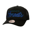 ミッチェル＆ネス ミッチェル&ネス メンズ 帽子 アクセサリー Charlotte Hornets Mitchell & Ness Script Sidepatch Trucker Adjustable Hat Black