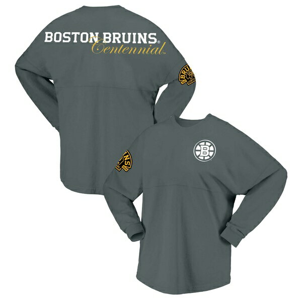 եʥƥ ǥ T ȥåץ Boston Bruins Fanatics Branded Women's 100th Anniversary Spirit Jersey TShirt Gray