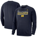 ジョーダン メンズ パーカー・スウェットシャツ アウター Michigan Wolverines Jordan Brand College Football Playoff 2023 National Champions Club Fleece Pullover Sweatshirt Navy