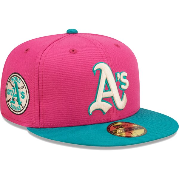 楽天astyニューエラ メンズ 帽子 アクセサリー Oakland Athletics New Era Cooperstown Collection 1972 World Series Passion Forest 59FIFTY Fitted Hat Pink/Green