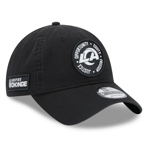 j[G Y Xq ANZT[ Los Angeles Rams New Era 2022 Inspire Change 9TWENTY Adjustable Hat Black