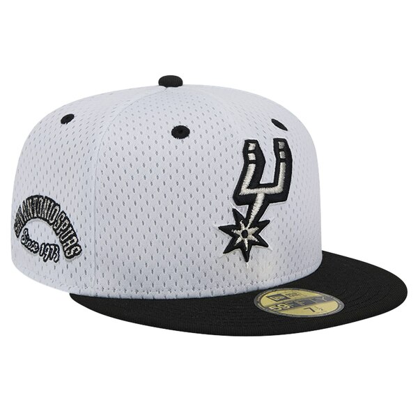 ニューエラ メンズ 帽子 アクセサリー San Antonio Spurs New Era Throwback 2Tone 59FIFTY Fitted Hat White/Black