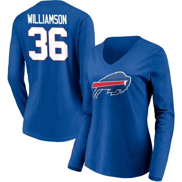 եʥƥ ǥ T ȥåץ Buffalo Bills Fanatics Branded Women's Team Authentic Personalized Name &Number Long Sleeve VNeck TShirt Royal