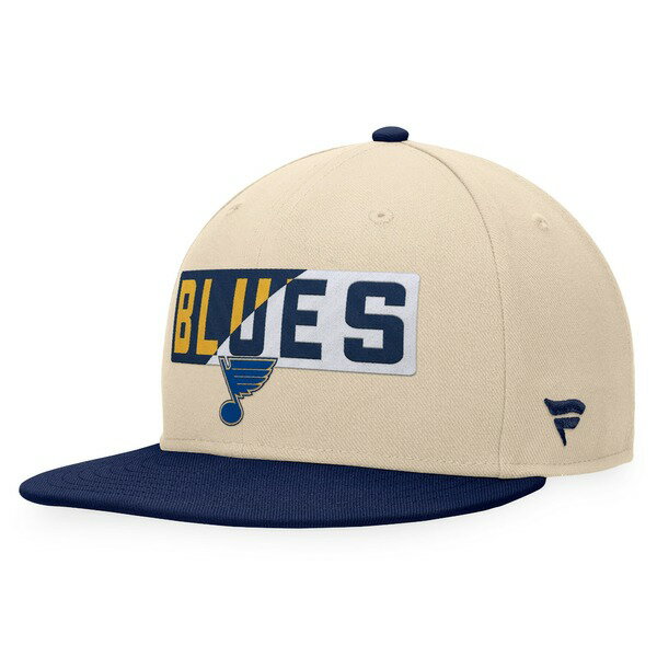 t@ieBNX Y Xq ANZT[ St. Louis Blues Fanatics Branded Goalaso Snapback Hat Cream/Navy