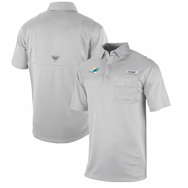 コロンビア ポロシャツ メンズ コロンビア メンズ ポロシャツ トップス Miami Dolphins Columbia OmniWick Flycaster Pocket Polo Gray