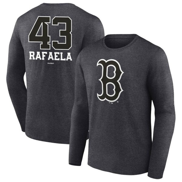 ファナティクス メンズ Tシャツ トップス Boston Red Sox Fanatics Branded Personalized Monochrome Name & Number Long Sleeve TShirt Charcoal