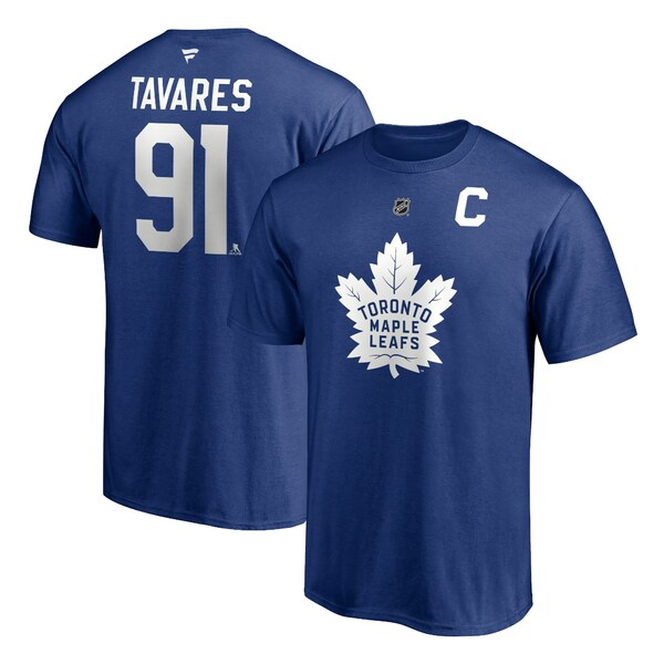 ファナティクス メンズ Tシャツ トップス John Tavares Toronto Maple Leafs Fanatics Branded Authentic Stack Name Number Captain TShirt Blue