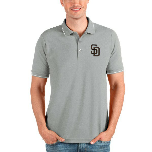 AeBOA Y |Vc gbvX San Diego Padres Antigua Affluent Polo Heathered Gray