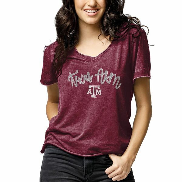 [OJbWGCgEFA fB[X TVc gbvX Texas A&M Aggies League Collegiate Wear Women's Loose Fit VNeck TShirt Heathered Maroon