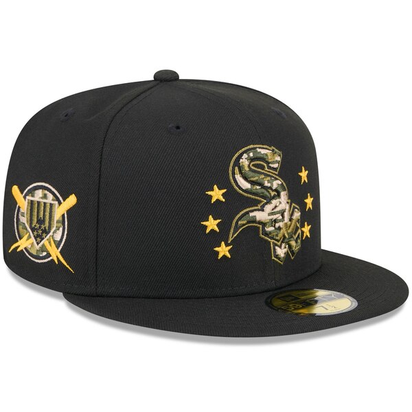 ニューエラ メンズ 帽子 アクセサリー Chicago White Sox New Era 2024 Armed Forces Day OnField 59FIFTY Fitted Hat Black