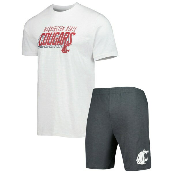 󥻥ץȥݡ  ϡա硼 ܥȥॹ Washington State Cougars Concepts Sport Downfield TShirt & Shorts Set Charcoal/White