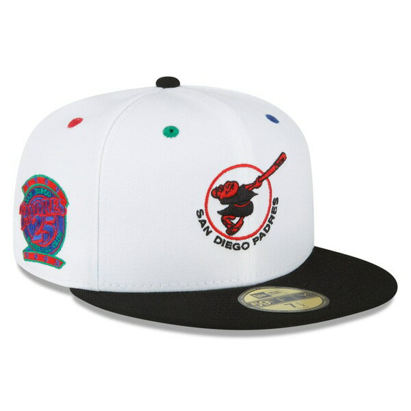 ニューエラ メンズ 帽子 アクセサリー San Diego Padres New Era 25th Anniversary Primary Eye 59FIFTY Fitted Hat White/Black