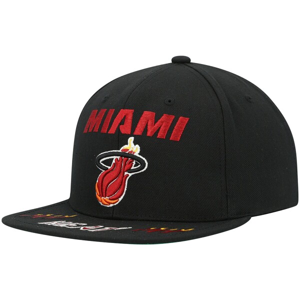 ミッチェル＆ネス ミッチェル&ネス メンズ 帽子 アクセサリー Miami Heat Mitchell & Ness Hardwood Classics Front Loaded Snapback Hat Black