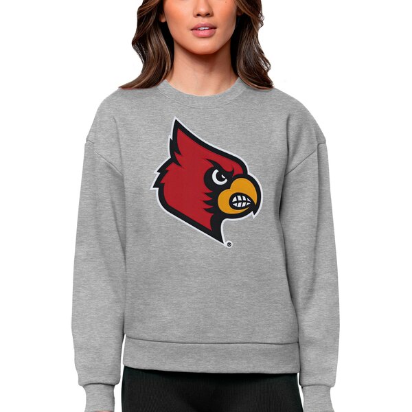 ƥ ǥ ѡåȥ  Louisville Cardinals Antigua Women's Victory Crewneck Pullover Sweatshirt Heather Gray