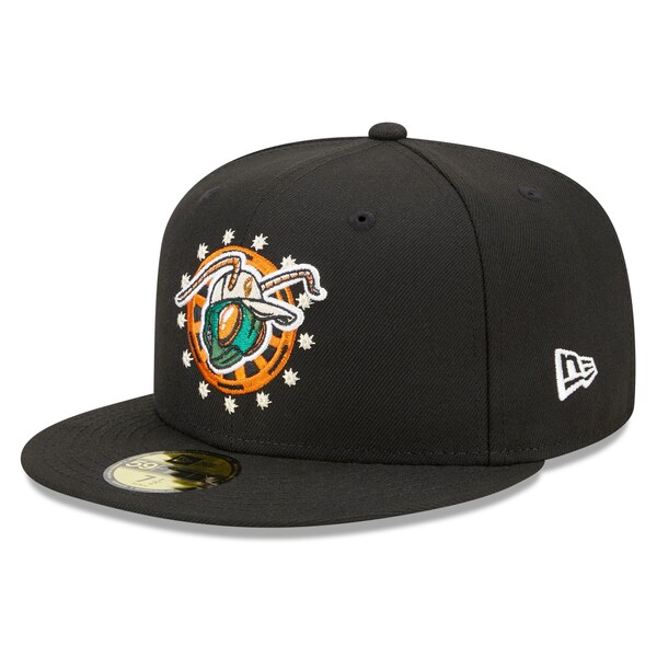 j[G Y Xq ANZT[ Greensboro Grasshoppers New Era Marvel x Minor League 59FIFTY Fitted Hat Black