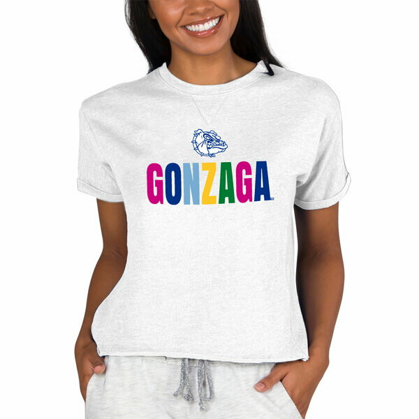 コンセプトスポーツ レディース Tシャツ トップス Gonzaga Bulldogs Concepts Sport Women's TriBlend Mainstream Terry Short Sleeve Sweatshirt Top Oatmeal 1