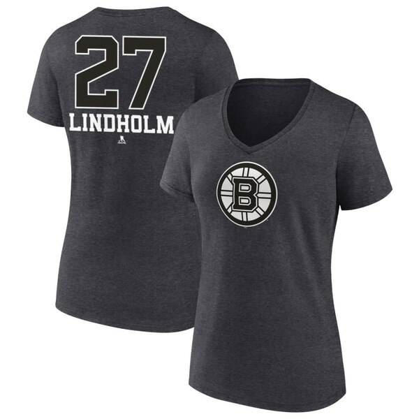 t@ieBNX fB[X TVc gbvX Boston Bruins Fanatics Branded Women's Monochrome Personalized Name & Number VNeck TShirt Charcoal