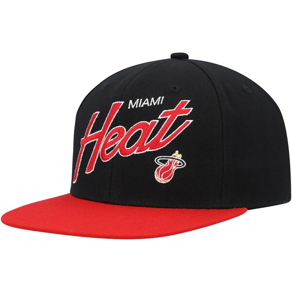 ミッチェル＆ネス ミッチェル&ネス メンズ 帽子 アクセサリー Miami Heat Mitchell & Ness Team Script 2.0 Fitted Hat Black