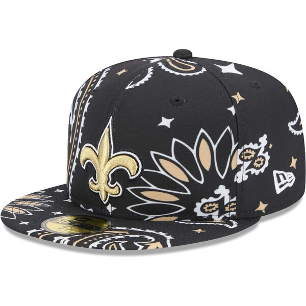 ˥塼  ˹ ꡼ New Orleans Saints New Era Paisley 59FIFTY Fitted Hat Black