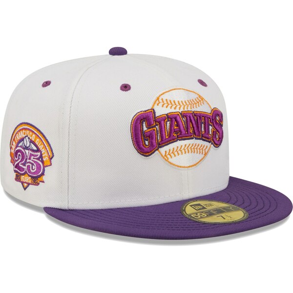 j[G Y Xq ANZT[ San Francisco Giants New Era 25th Anniversary Grape Lolli 59FIFTY Fitted Hat White/Purple