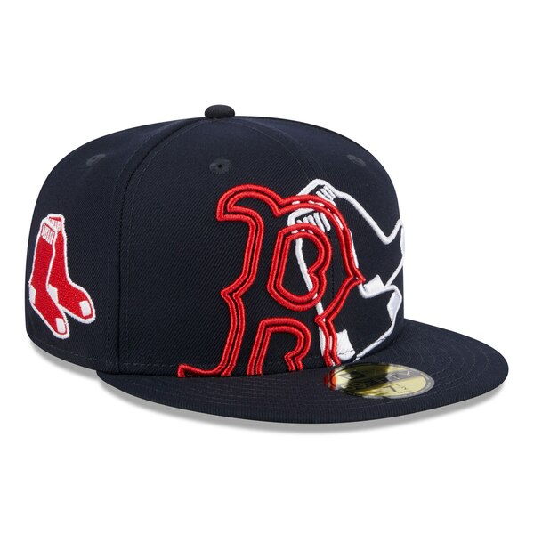 楽天astyニューエラ メンズ 帽子 アクセサリー Boston Red Sox New Era Game Day Overlap 59FIFTY Fitted Hat Navy