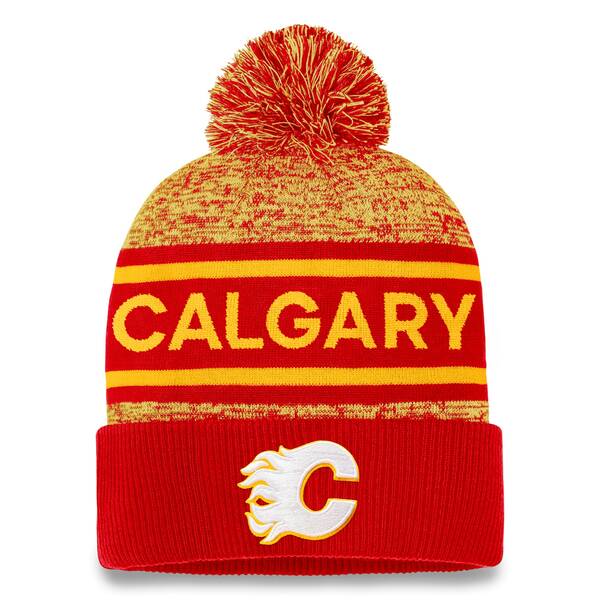 楽天astyファナティクス メンズ 帽子 アクセサリー Calgary Flames Fanatics Branded Authentic Pro Cuffed Knit Hat with Pom Red/Yellow