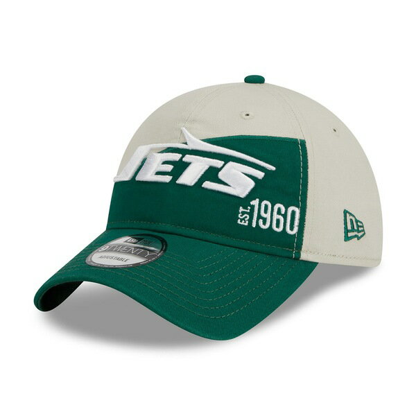 j[G Y Xq ANZT[ New York Jets New Era 2023 Sideline Historic 9TWENTY Adjustable Hat Cream/Green