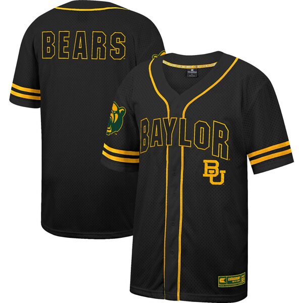 コロシアム メンズ ユニフォーム トップス Baylor Bears Colosseum Free Spirited Mesh ButtonUp Baseball Jersey Black