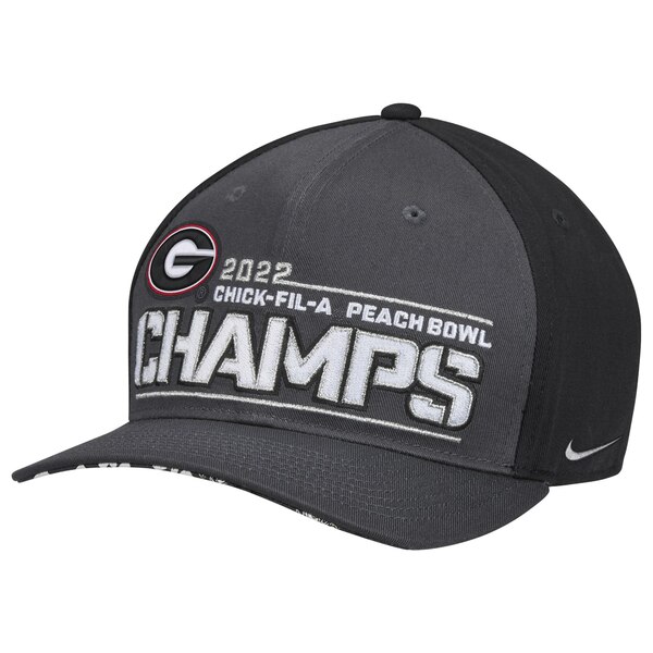 ナイキ メンズ 帽子 アクセサリー Georgia Bulldogs Nike College Football Playoff 2022 Peach Bowl Champions Locker Room CL99 Adjustable Hat Black