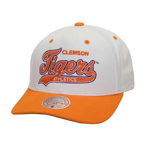 ミッチェル&ネス メンズ 帽子 アクセサリー Clemson Tigers Mitchell & Ness Tail Sweep Pro Snapback Hat White/Orange