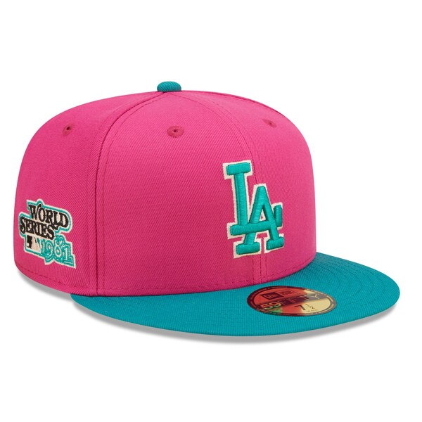 楽天astyニューエラ メンズ 帽子 アクセサリー Los Angeles Dodgers New Era Cooperstown Collection 1981 World Series Passion Forest 59FIFTY Fitted Hat Pink/Green