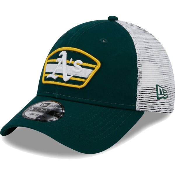 ニューエラ メンズ 帽子 アクセサリー Oakland Athletics New Era Logo Patch 9FORTY Trucker Snapback Hat Green/White