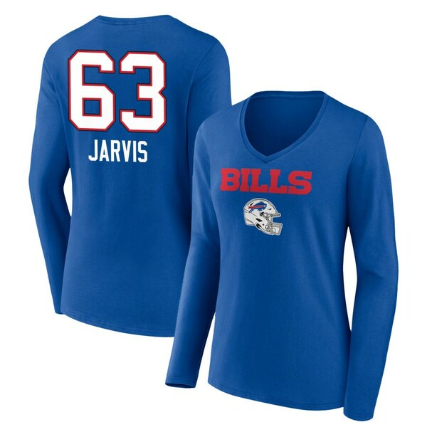 եʥƥ ǥ T ȥåץ Buffalo Bills Fanatics Branded Women's Personalized Name &Number Team Wordmark Long Sleeve VNeck TShirt Royal