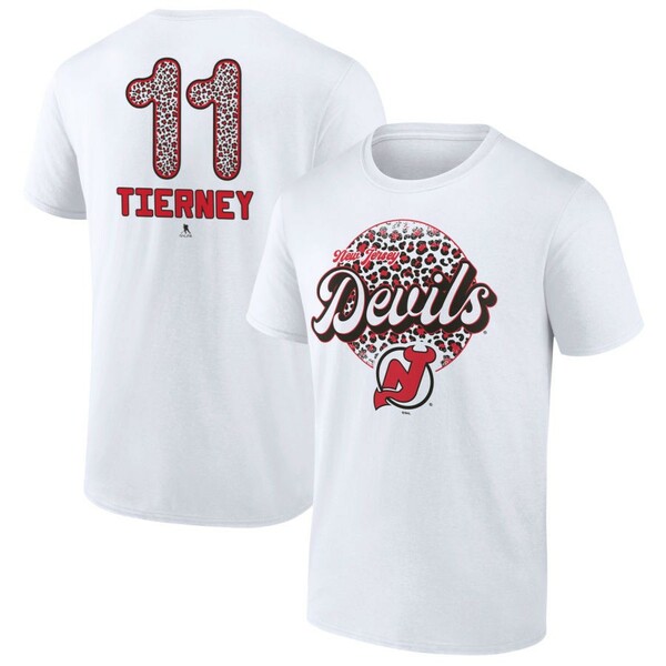 ファナティクス メンズ Tシャツ トップス New Jersey Devils Fanatics Branded Unisex Personalized Name & Number Leopard Print TShirt White