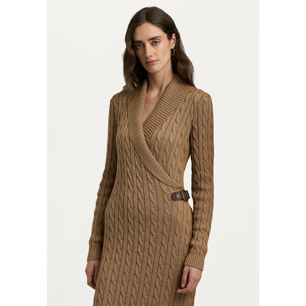 ラルフローレン レディース ワンピース トップス CABLE KNIT BUCKLE TRIM JUMPER DRESS - Jumper dress - classic camel